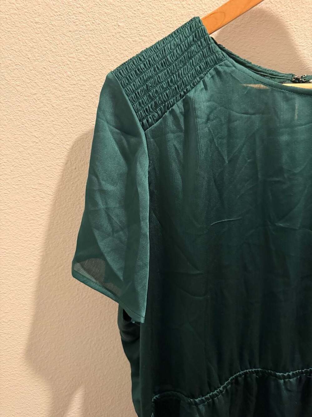 Old Navy Women's Green Smocked Shoulder Short Sleeve Dress XXL - Picture 4 of 10